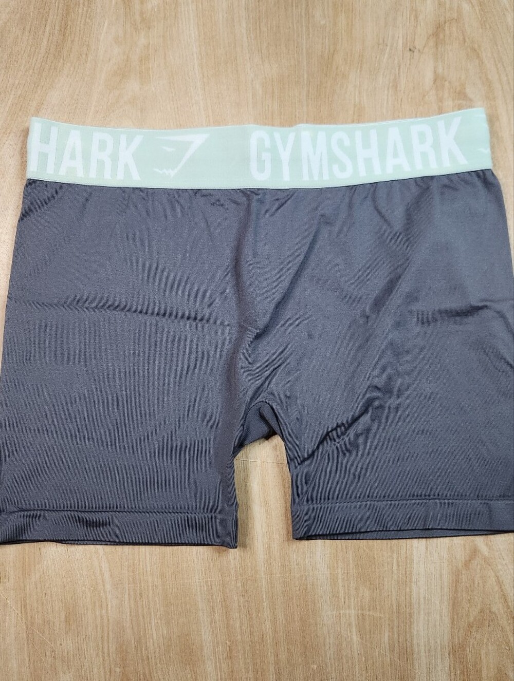 Gymshark Womens Grey Biker Shorts 3" Inseam with Mint Elastic Waistband Size M